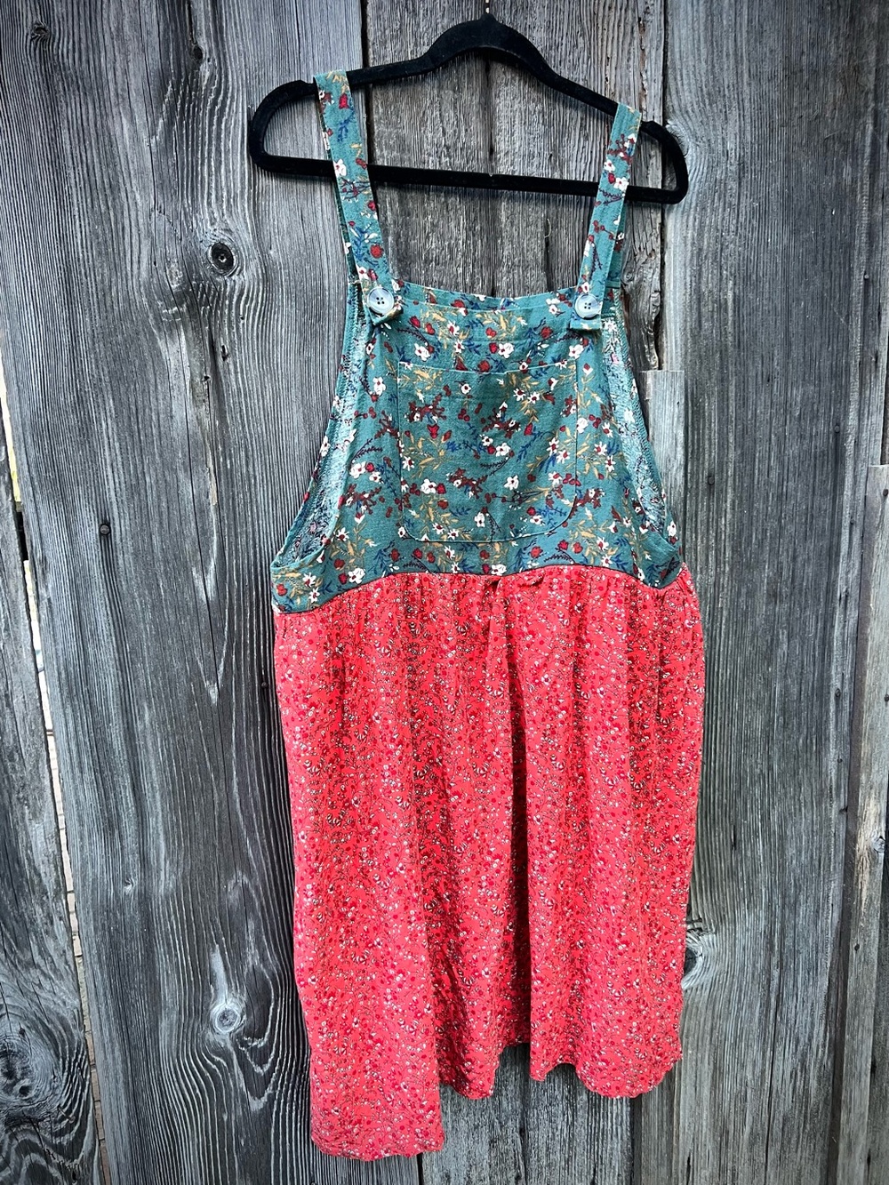 Floral Print Jumper Dress in Teal and Coral